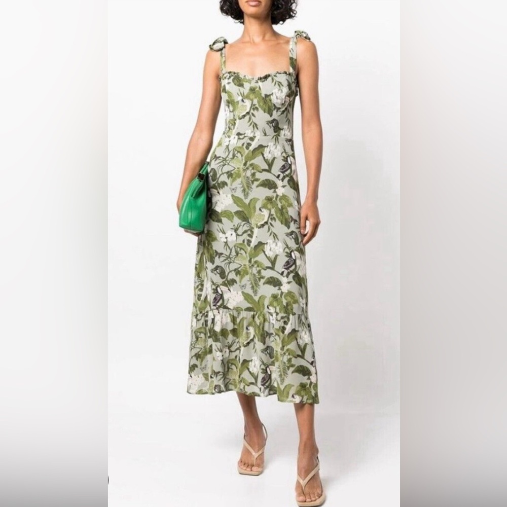 Reformation Green Floral Midi Dress